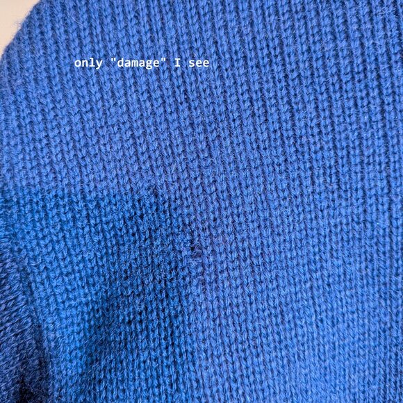 Vintage J Crew merlino wool crew neck sweater blue red 1990s size M - Picture 3 of 7